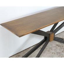 Industrial Iron and Brass Console Table 