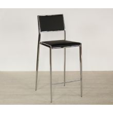 Polished Chrome Counter Chair in Black