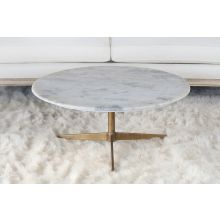 Round Marble Coffee Table W/Brass Tripod Base