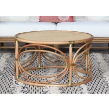 South Seas Rattan Coffee Table W/Brass Accents