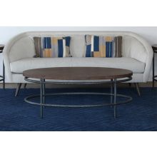 Oval Mango Wood Top Coffee Table With Iron Base