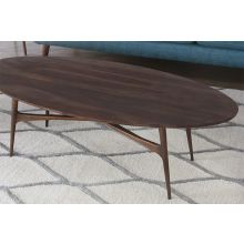 Walnut & Antiqued Brass Oval Coffee Table