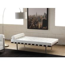 White Leather Barcelona Style Daybed