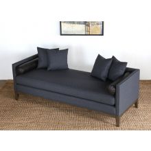 Charcoal Felt Daybed with Black Leather Bolster Pillows