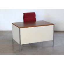 Beige Metal Desk with Woodgrain Top