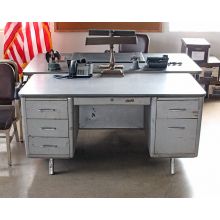 Gray Metal Desk with 5 Side Drawers