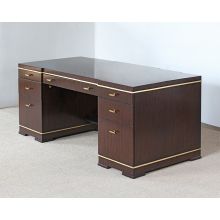 C-Suite Dark Wood Executive Desk with Gold Accent