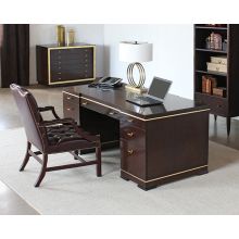 C-Suite Dark Wood Executive Desk with Gold Accent