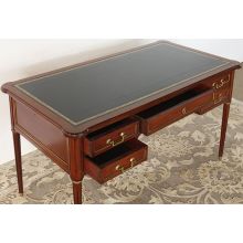 Antique Cherry Writing Desk With Black Leather Top