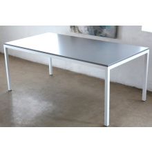 6' Office Table with White Frame and Gray Top