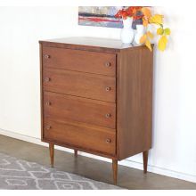 Mid-Century 4 Drawer Chest of Drawers with Decorative Frame Detailing, Vintage 1960's