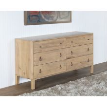 Poplar 6 Drawer Dresser With Iron And Leather Pull