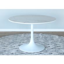 White Ceramic Dining Table On Sculpted White Base
