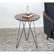 Solo End Table with Walnut Top and Black Metal Base