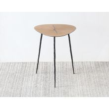 Tall White Oak End Table with Forged Steel Legs