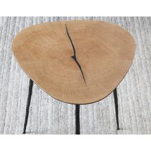 Tall White Oak End Table with Forged Steel Legs