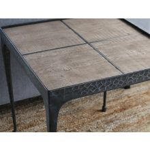 Hammered Iron End Table with Reclaimed Pine Top