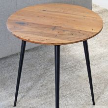Round Reclaimed Chestnut End Table With Metal Legs