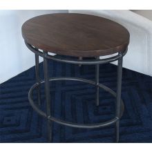 Oval Mango Wood Top End Table With Iron Base