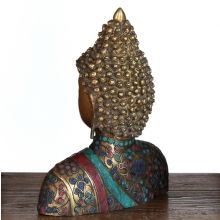 Brass Buddha with Stone Inlay