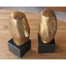 Pair Of Gold Abstract Head Sculptures--Cleared Décor