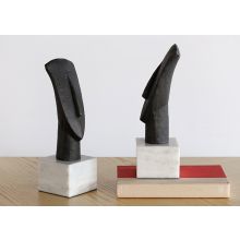 Pair Of Abstract Bronze Heads- Cleared Décor 