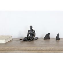 Surfer Sculpture With Two Shark Fin- Cleared Decor