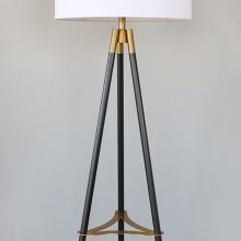 Black Metal Tripod Floor Lamp With Brass Accents