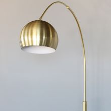 Brass Arc Lamp With Brass Hood Shade And Marble