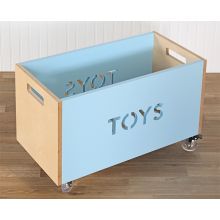 Birch And Sky Blue Toy Box Chest On Casters 
