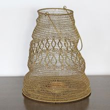 Large Antique Brass And Iron Wire Lantern