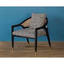 Black And White Maze Fabric Lounge Chair With Cane