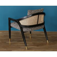 Black And White Maze Fabric Lounge Chair With Cane