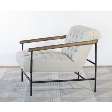 Ivory Gunmetal & Wood Lounge Chair