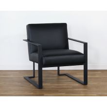 Black Leather Lounge Chair On Black Base