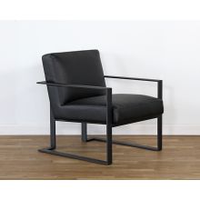 Black Leather Lounge Chair On Black Base