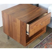 Walnut Nightstand With Stainless Base