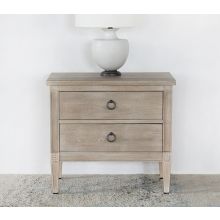 Washed Elm Nightstand With 2 Drawers