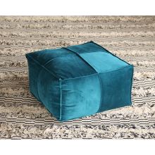 Square Pouf Ottoman in Teal