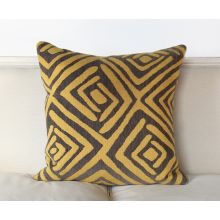Geometric Pillow In Saffron And Grey