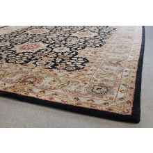 9'3" X 13' Black/Gold Persian Style Tufted Rug