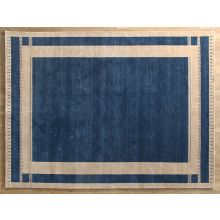8 X 10 Navy And Beige Gabbeh-Style Rug