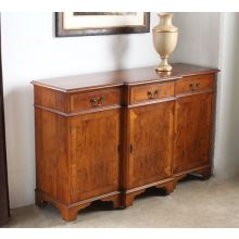 Yew Wood Breakfront Console Cabinet, Circa 1960