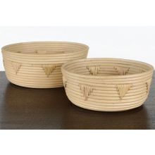 Natuaral Rattan Nesting Baskets W/Woven Accents