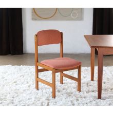 Danish Modern Side Chair with Orange Upholstery