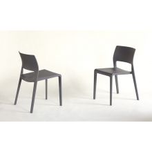 Molded Plastic Cafe Side Chair in Dark Gray