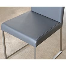 Gray Leatherette and Polished Stainless Steel Dining Chair