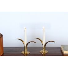 Set of Swedish Brass Petal Candle Holders