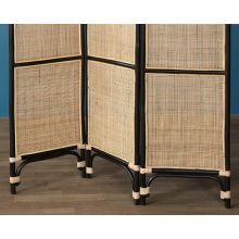 Black Rattan And Cane 3 Panel Screen
