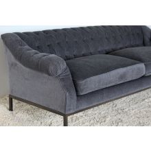 Damon Tufted Sofa in Charcoal Velvet